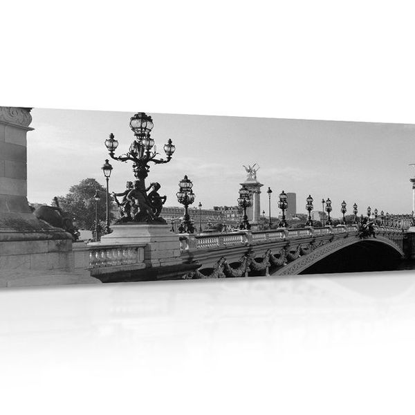 Obraz most Alexandra III. v Paríži v čiernobielom prevedení - 150x50