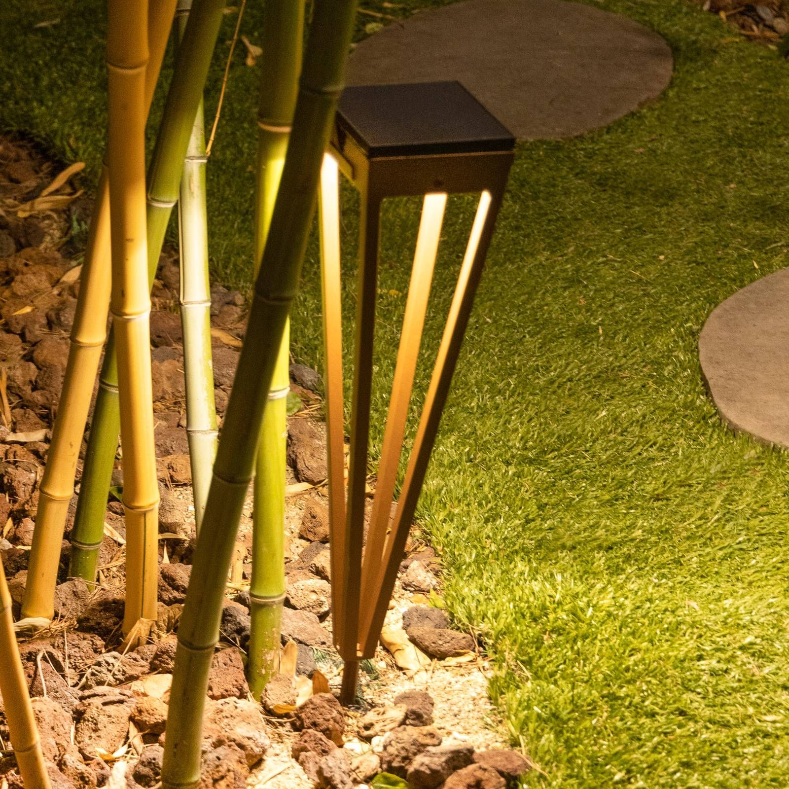 Les Jardins Solárna LED pochodeň Tinka, 52 cm vysoká, corten, hliník, 2W, P: 13 cm, L: 13 cm, K: 52cm