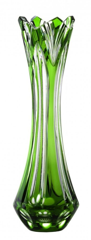 Krištáľová váza Lotos, farba zelená, výška 255 mm