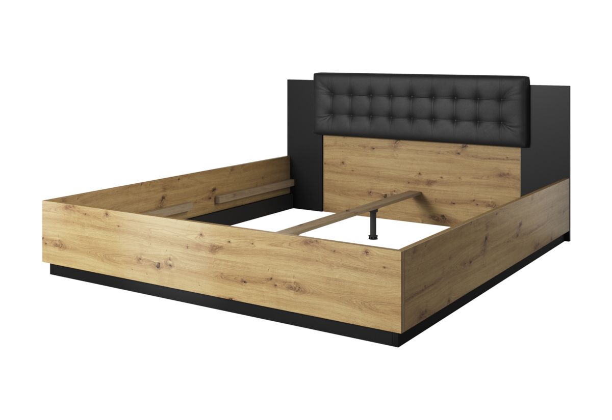 Expedo Manželská posteľ SEGAL + rošt, 180x200, artisan/čierna