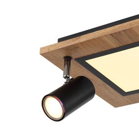 Globo Stropné svietidlo Ulla diódy LED, 2-pl., 30x30 cm, Obývacia izba / jedáleň, kov, drevená dyha MDF, plast, E27, P: 30 cm, L: 30 cm, K: 18cm