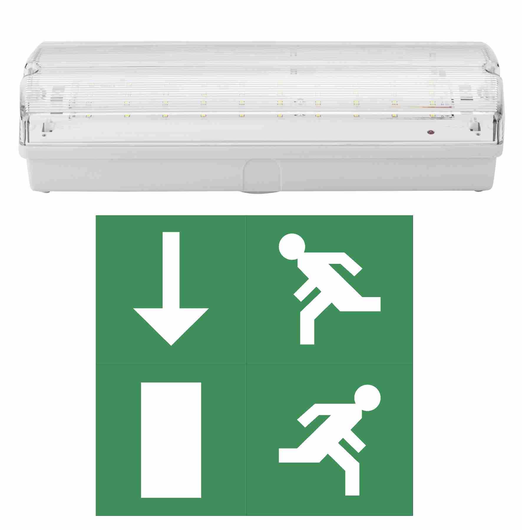 LED Núdzové svietidlo vrátane bezpečnostných nálepiek IP65