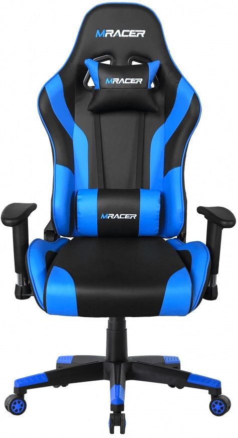 Herná stolička MRacer koženka, čierno-modrá, č. AOJ1642