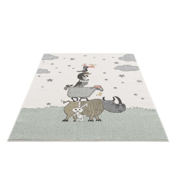 DomTextilu Roztomilý detský koberec na hranie so zvieratkami 41730-197032  80 x 150 cm Zelená