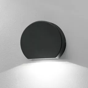 FARO BARCELONA Okrúhle vonkajšie nástenné LED Pill v tmavosivej, hliník, sklo, 4W, L: 10 cm, K: 8.5cm