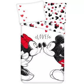Jerry Fabrics · Bavlnené posteľné obliečky Zamilovaní Minnie & Mickey Mouse - Disney - 100% bavlna - 70 x 90 cm + 140 x 200 cm