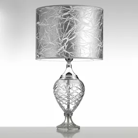 Cremasco Stolná lampa Belle Epoque, 59 cm chróm, Obývacia izba / jedáleň, kov, sklo, textil, E27, 60W, K: 59cm