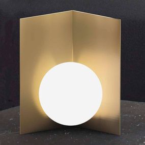 Marchetti Stolná lampa Balance stojaca zlatá satinovaná, Obývacia izba / jedáleň, kov, sklo, E14, 40W, L: 15 cm, K: 25cm
