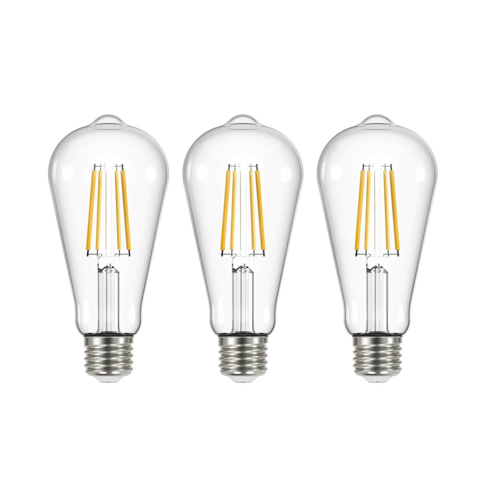 Arcchio LED žiarovka číra E27 3, 8W 3000K 806lm 3ks, sklo, polykarbonát, hliník, E27, 3.8W, Energialuokka: A, P: 14.5 cm