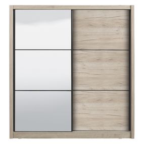 Šatníková skriňa s posuvnými dverami a zrkadlem debby 215 - dub sivý