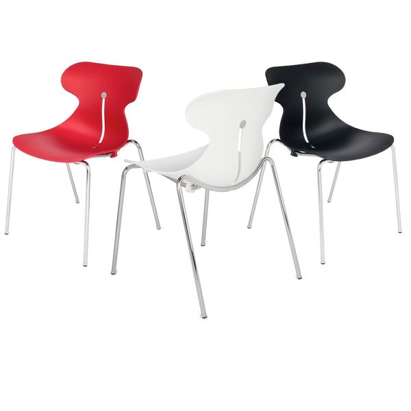Stohovateľná stolička Mineta 4L - červená / chróm
