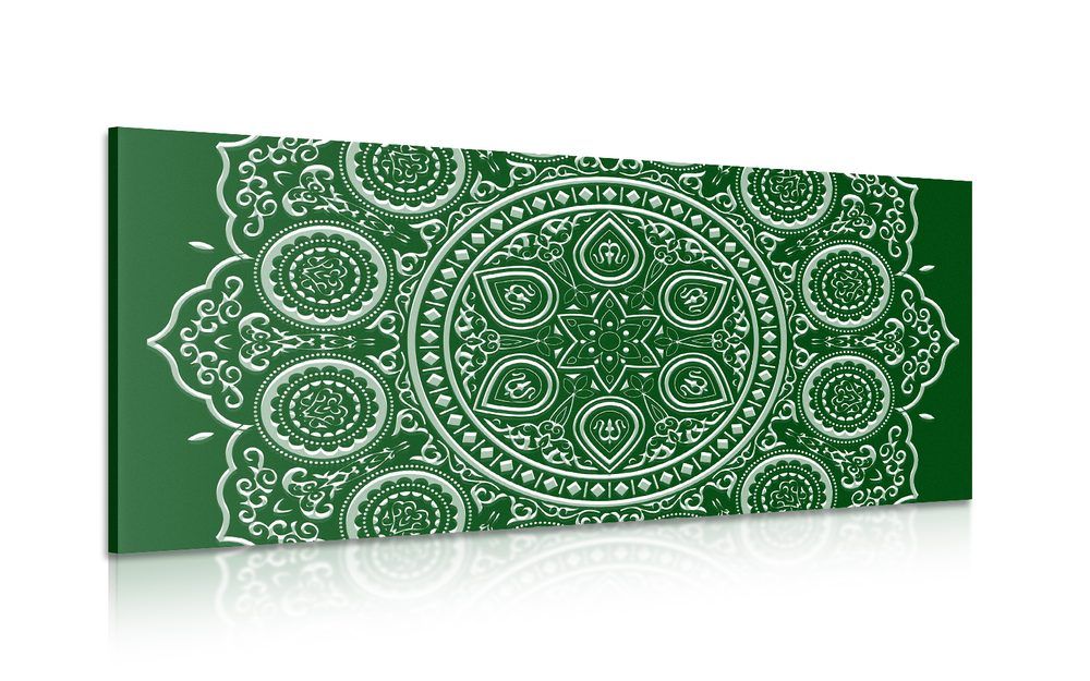 Obraz jemná etnická Mandala v zelenom prevedení - 120x60