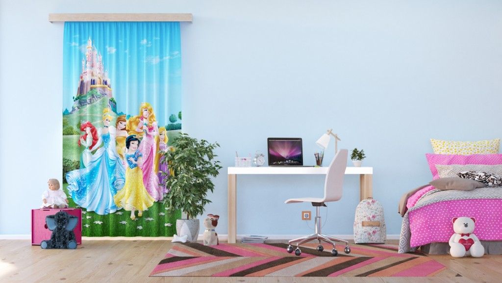 FCP L 6166 AG Design textilný foto záves detský obrazový Disney - Princess FCPL 6166 s úplným zatienením, veľkosť 140 x 245 cm