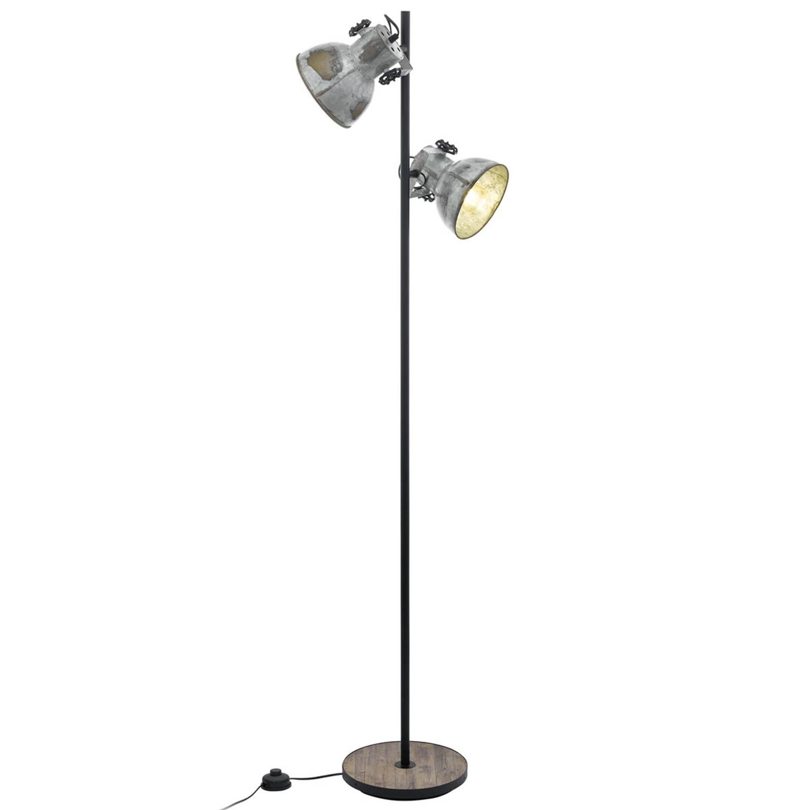 EGLO Dvoj-plameňová stojaca lampa Barnstaple, Obývacia izba / jedáleň, kov, drevo, E27, 40W, K: 158cm