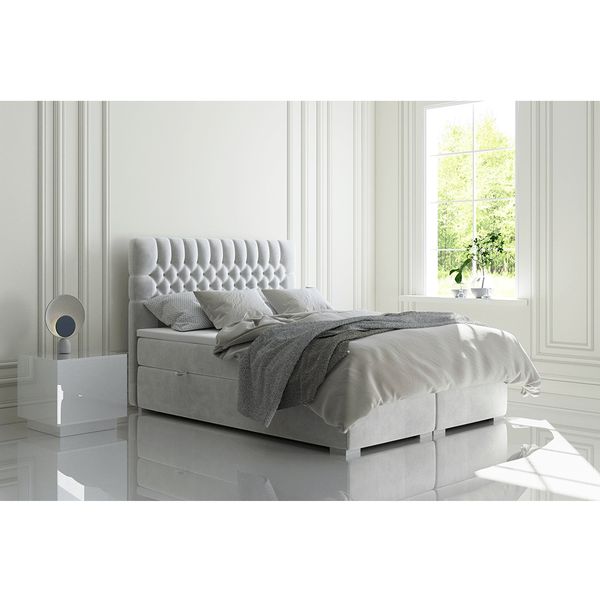 Čalúnená manželská posteľ s matracom Fonda 180x200 cm - svetlosivá