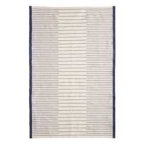 Hübsch Tkaný koberec Ivory White & Blue 120 x 180 cm