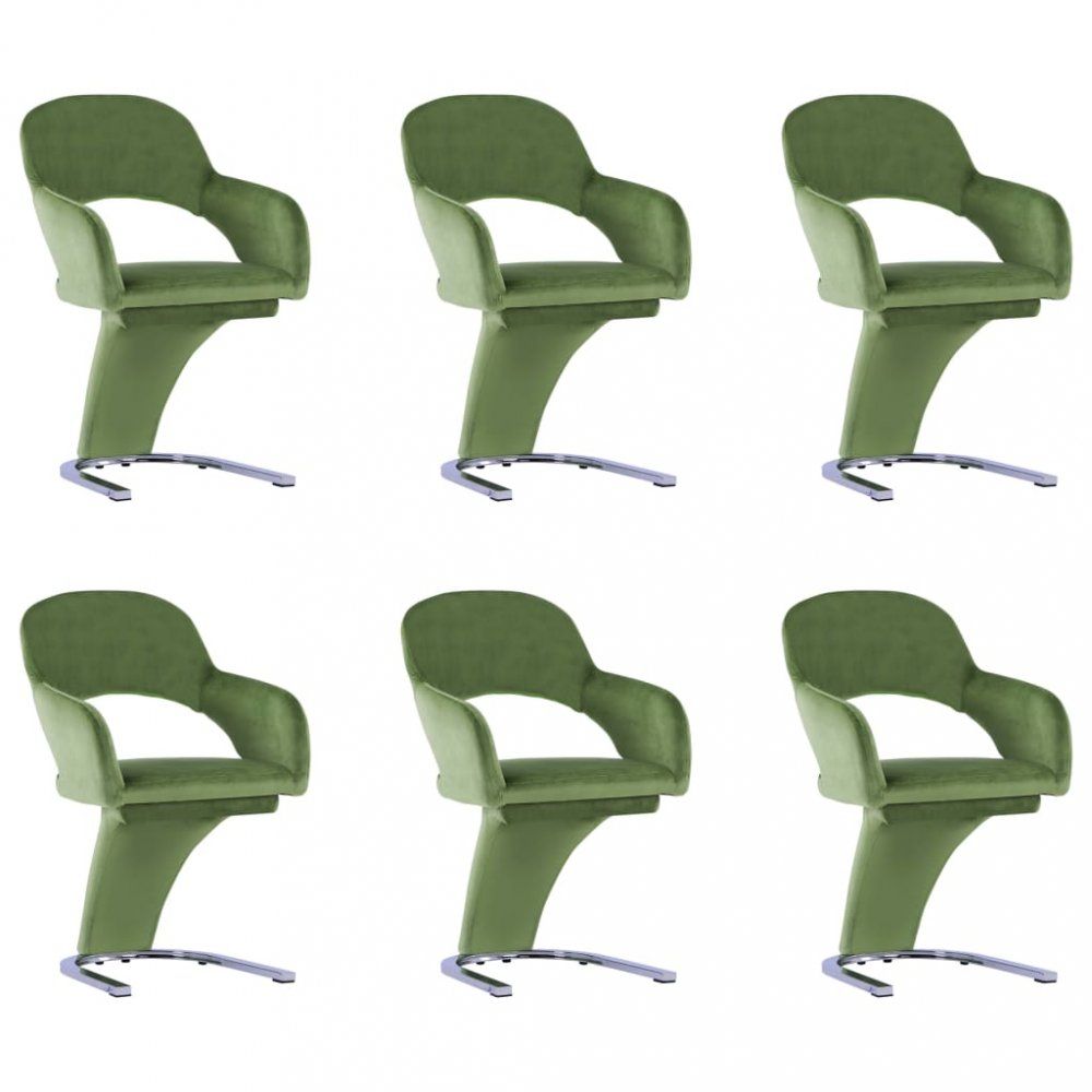 Jedálenská stolička 6 ks zamat / chróm Dekorhome Zelená