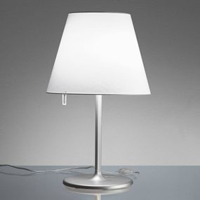 Artemide Melampo stolná lampa, sivá, Obývacia izba / jedáleň, hliník, zamak, hodvábny satén, plast, E27, 57W, K: 84cm