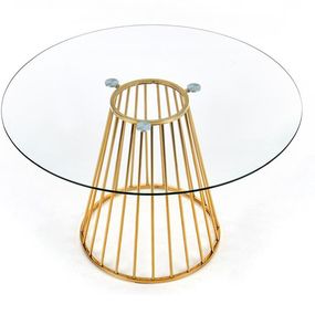 Halmar LIVERPOOL stôl, doska - transparentná, nohy - zlatá