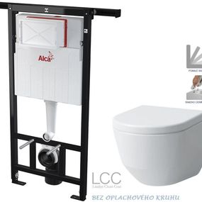 ALCADRAIN Jádromodul - predstenový inštalačný systém bez tlačidla + WC LAUFEN PRO LCC RIMLESS + SEDADLO AM102/1120 X LP2