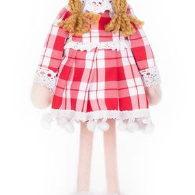 Dekorácia MagicHome Vianoce, Dievčatko v károvaných šatách, 32 cm