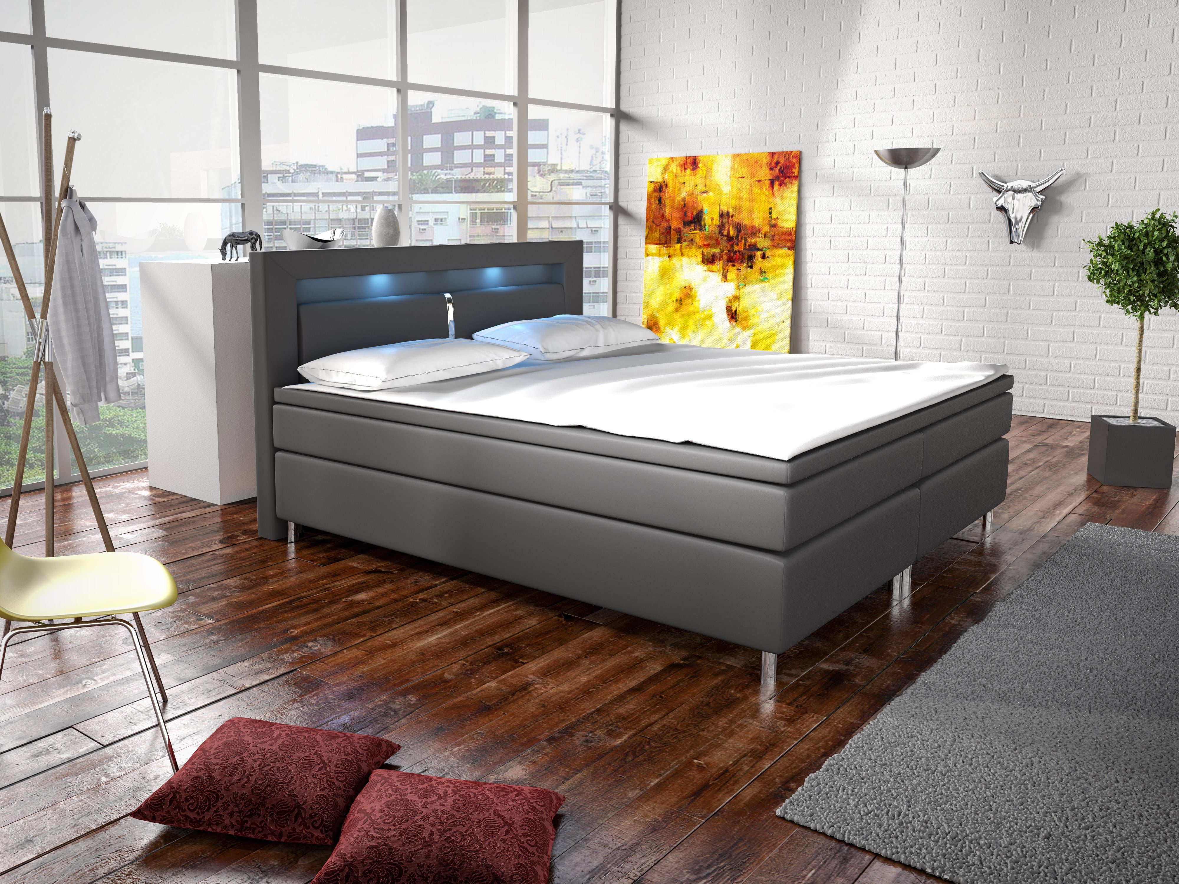 Manželská posteľ Boxspring 140 cm Marilia I (sivá) (s matracmi)