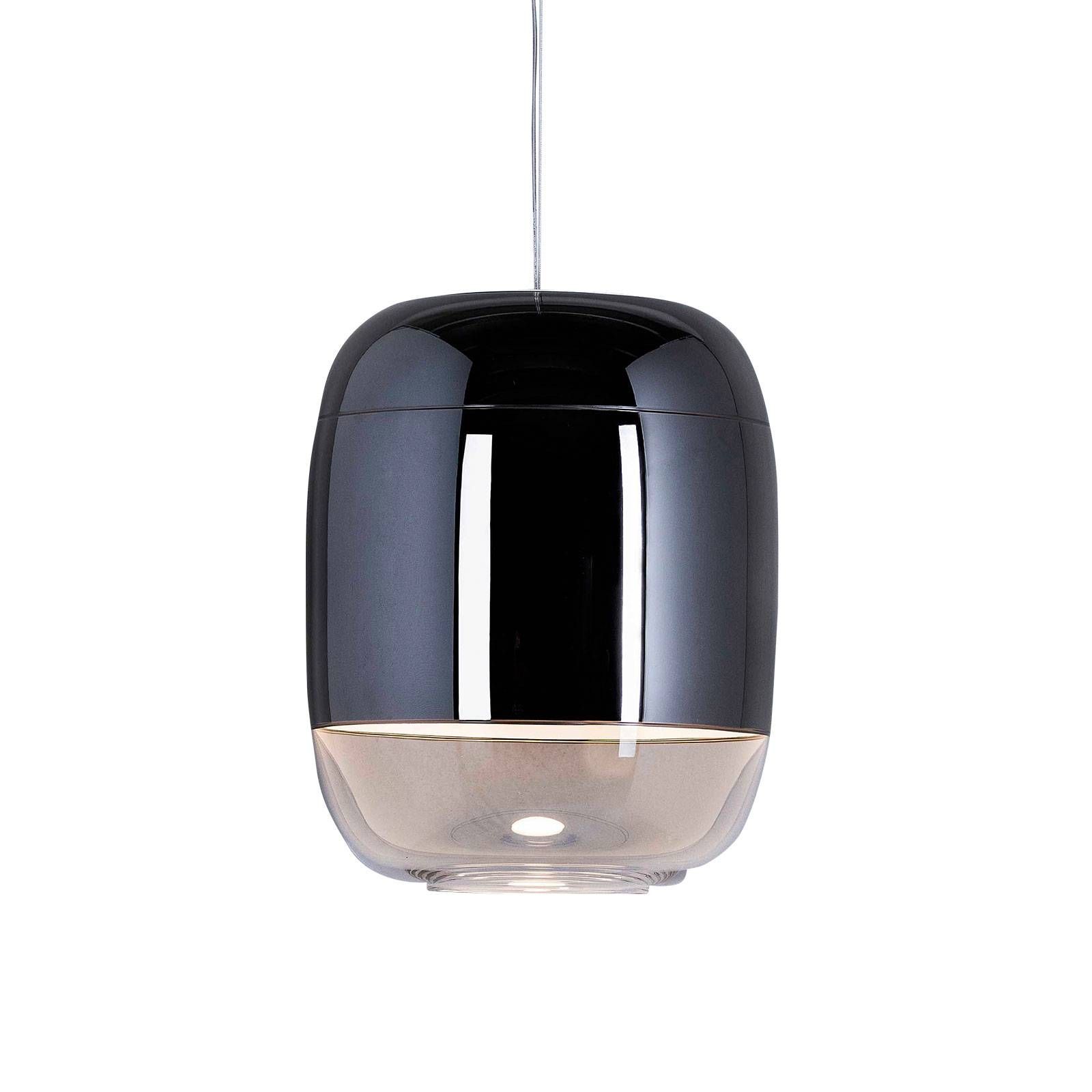 Prandina Gong S3 závesná lampa zrkadlo pokovované, Obývacia izba / jedáleň, sklo, ručne fúkané, E27, 150W, K: 37.5cm