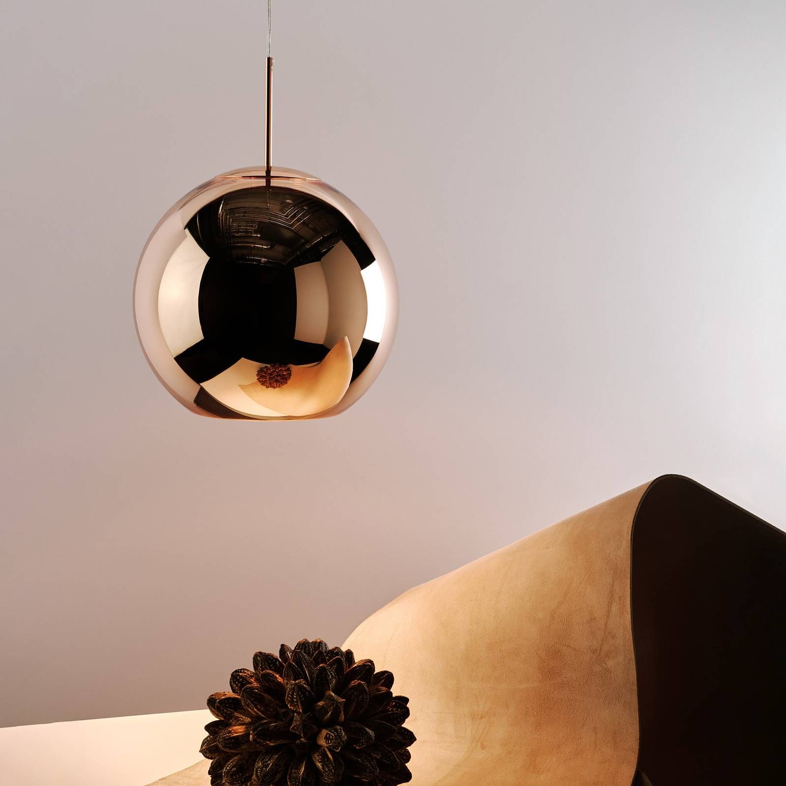 Tom Dixon Copper Round závesné Ø 25 cm medená, Obývacia izba / jedáleň, polykarbonát, 6W, K: 21cm