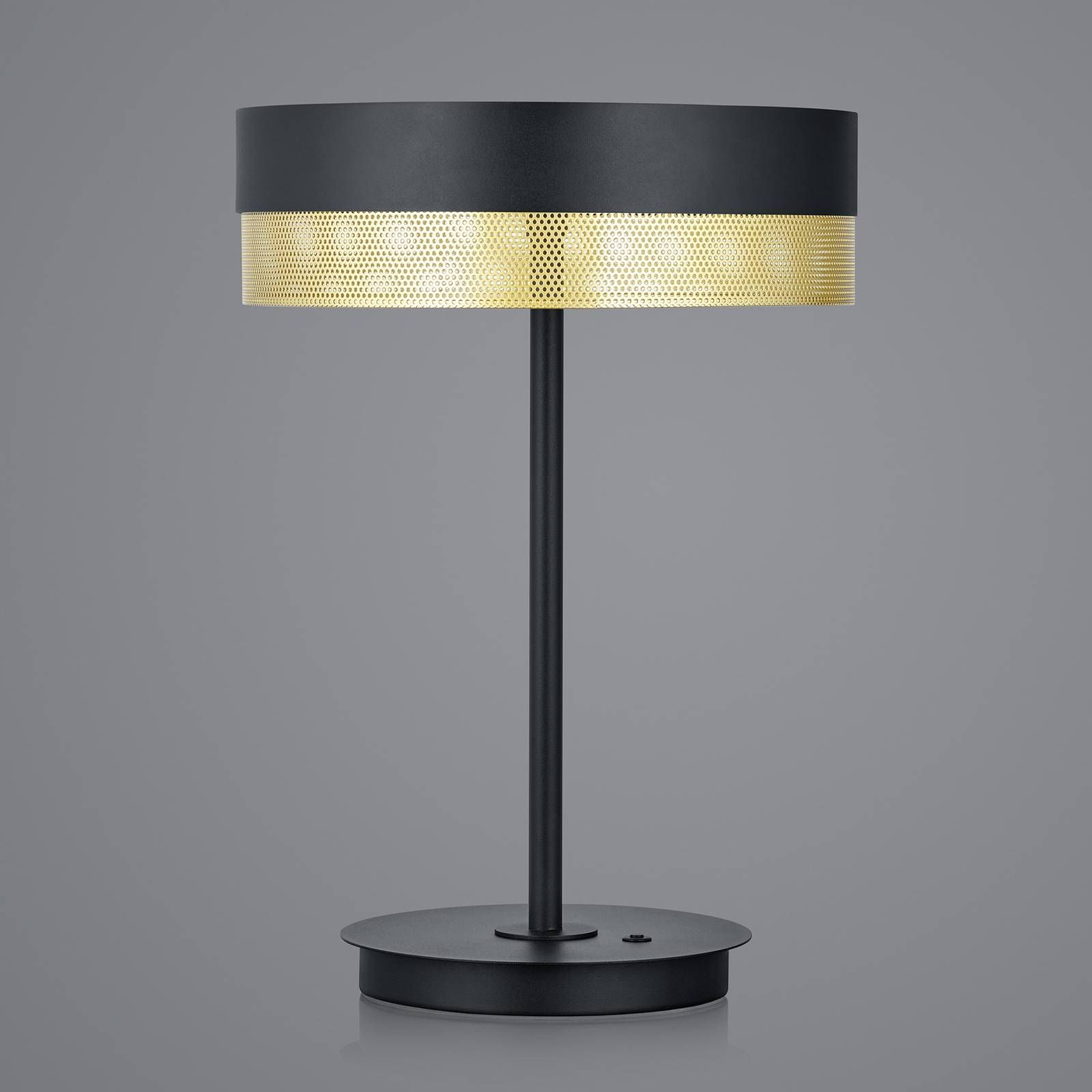 HELL Stolová LED lampa Mesh zo železa, čierna/zlatá, Obývacia izba / jedáleň, železo, 30W, K: 43cm