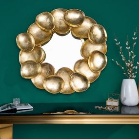 Estila Dizajnové art deco nástenné zrkadlo Amren s ozdobným kovovým rámom zlatej farby 70cm