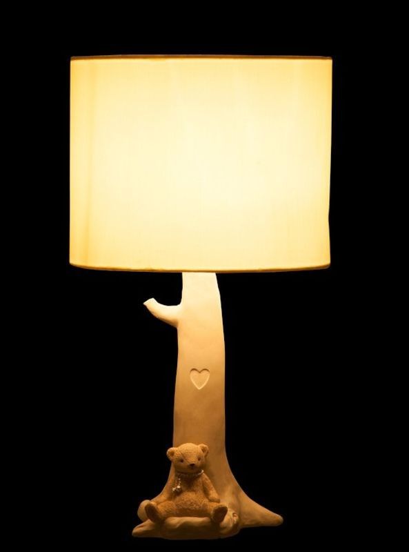 Stolná lampa s textilným tienidlom a medvedíkom Bear - Ø 25 * 46 cm