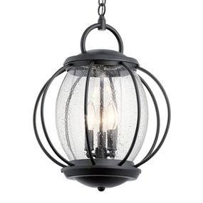 KICHLER Závesná lampa Vandalia 3-plameňová, Obývacia izba / jedáleň, kov, štruktúrované sklo, E14, 60W, K: 48cm