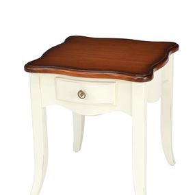 Estila Provensálsky masívny príručný stolík Deliciosa z mahagónového dreva v bielom prevedení so zásuvkou 60cm