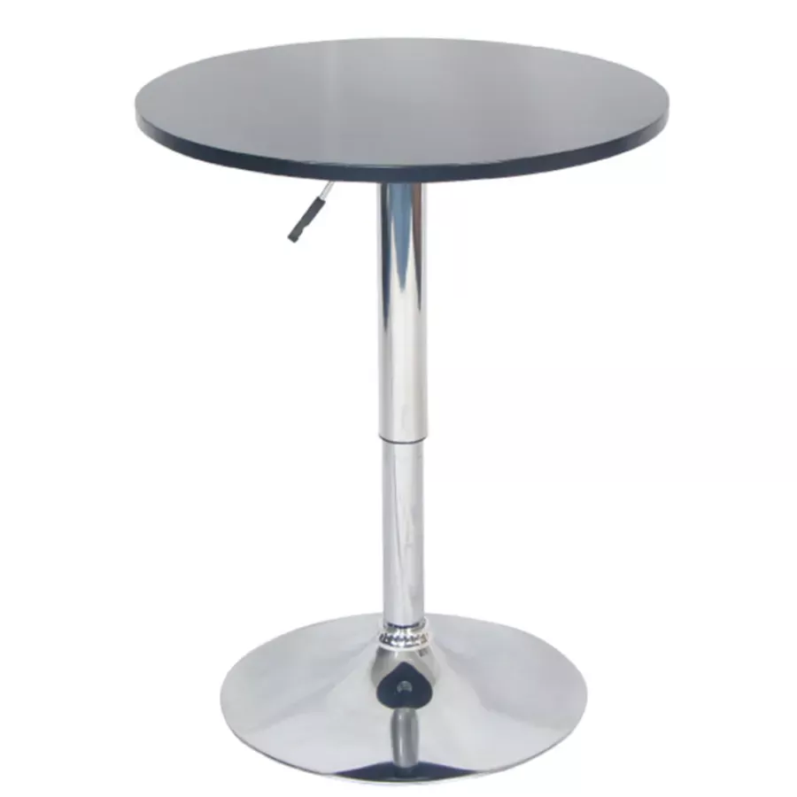  Barový stôl s nastaviteľnou výškou, čierna, priemer 60 cm, BRANY 2 NEW