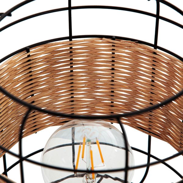 Nino Leuchten Stolná lampa Jaro s ratanovým opletom, Obývacia izba / jedáleň, kov, drôt, ratan, E27, 40W, K: 26cm
