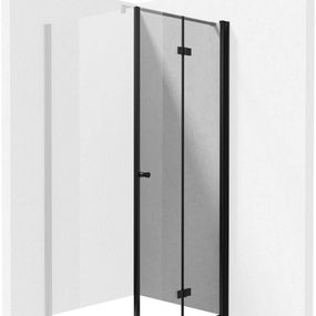 DEANTE - Kerria plus čierna - Sprchové dvere bez stenového profilu, systém Kerria Plus, 80 cm - skladacia KTSXN42P