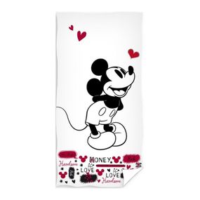 Carbotex · Plážová osuška Zamilovaný Mickey Mouse - Disney - 100% bavlna s gramážou 300 g/m² - 70 x 140 cm