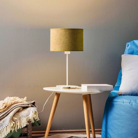 Euluna Stolová lampa Pastell Roller výška 50 cm žltá, Obývacia izba / jedáleň, látka, kov, E27, 40W, K: 50cm