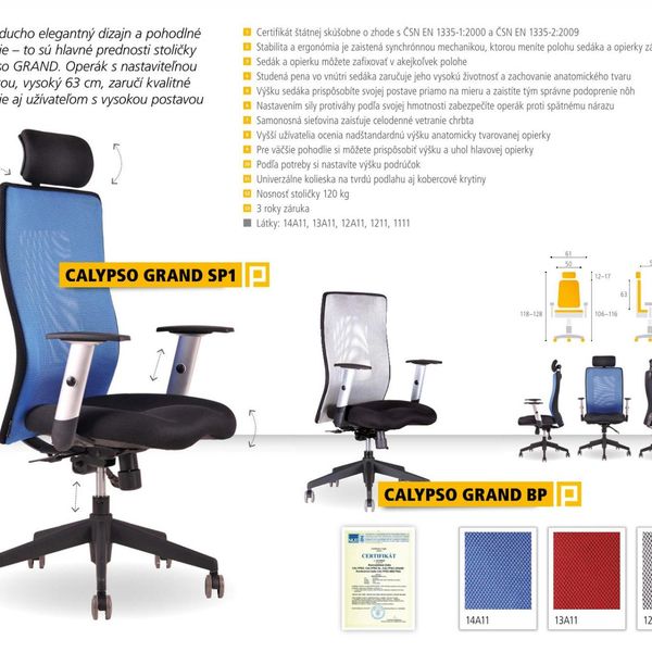 OFFICE PRO -  OFFICE PRO Kancelárska stolička CALYPSO GRAND BP modrá