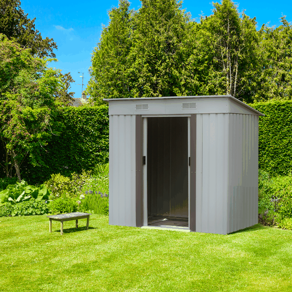 Plechový záhradný domček na náradie, biela/sivá, 1,9x1,2 m, TEDOK