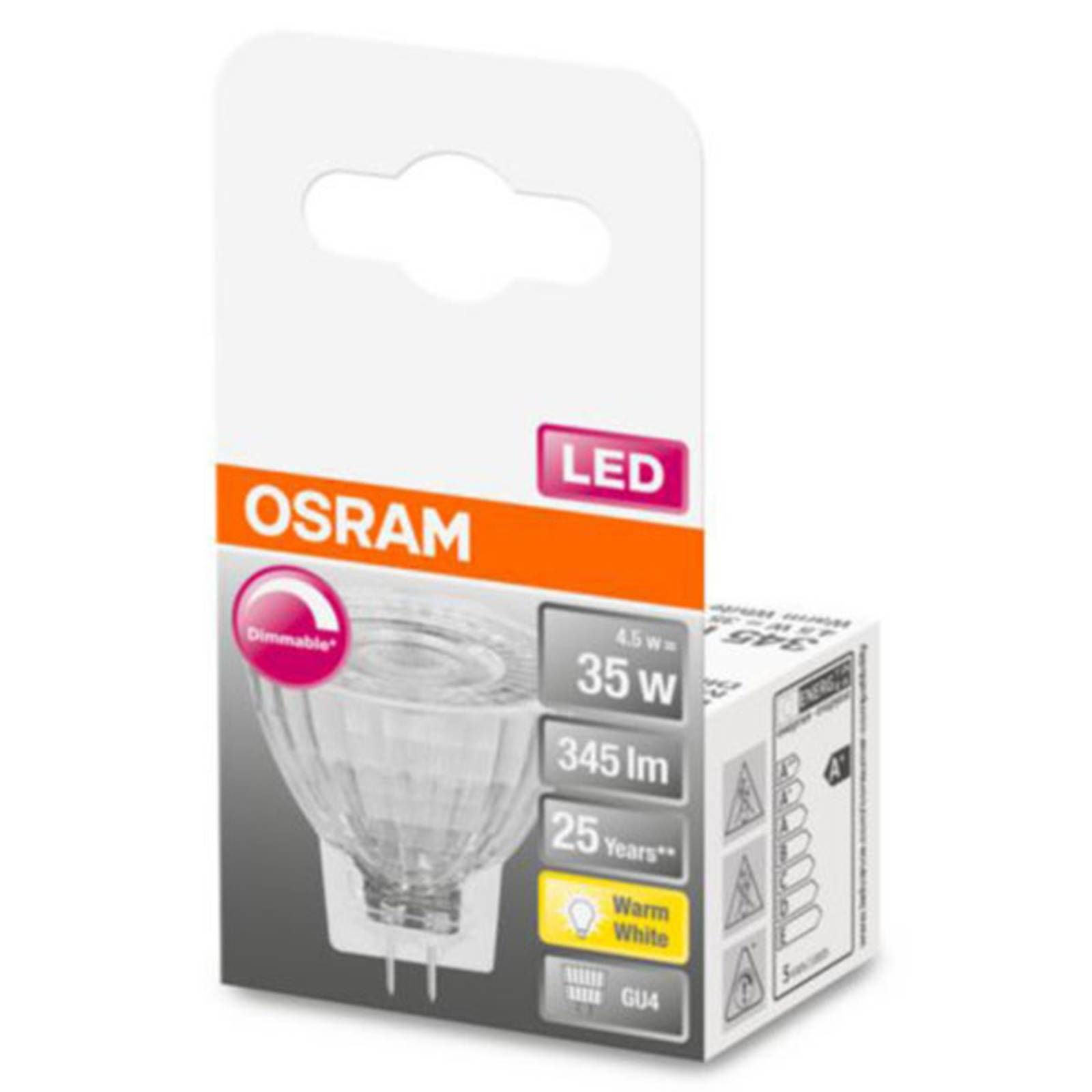 OSRAM LED reflektor GU4 MR11 4, 5W 927 36° stmieva, GU4 / MR11, 4.5W, Energialuokka: G, P: 3.8 cm