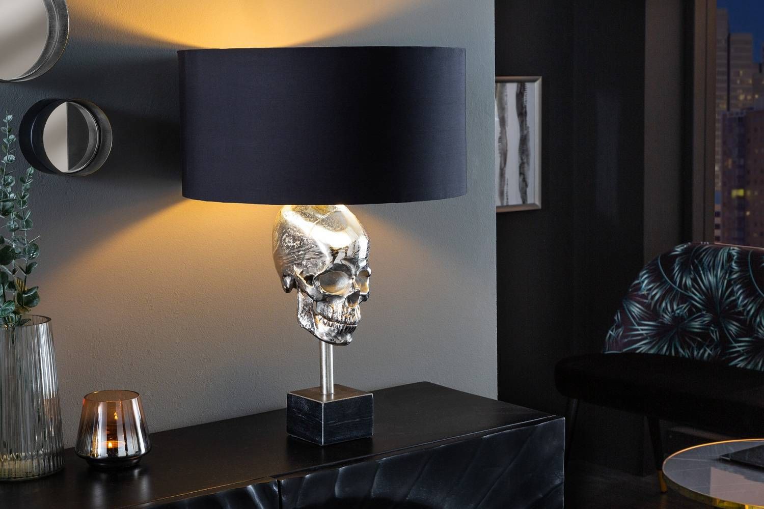 Dizajnová stolová lampa Madigan 56 cm čierno-strieborná