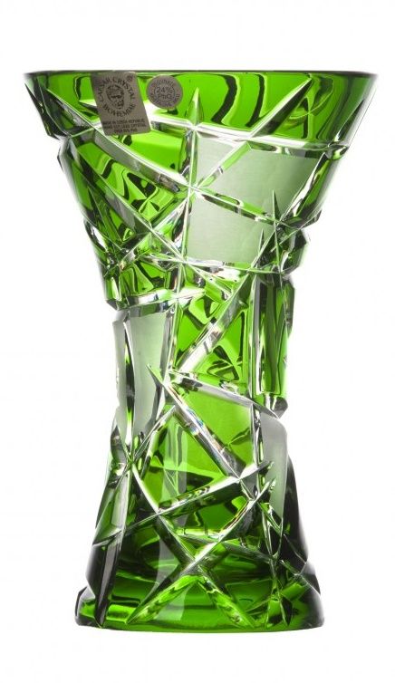 Krištáľová váza Mars, farba zelená, výška 155 mm