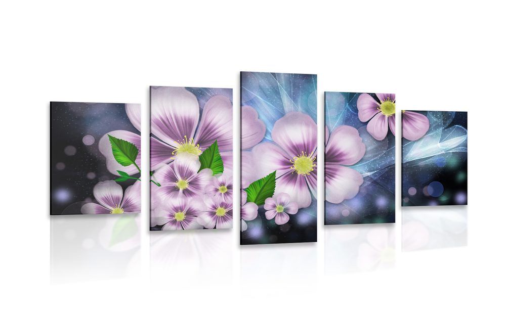 5-dielny obraz fantázia kvetov - 200x100