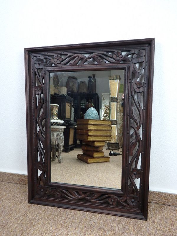 Zrkadlo ORCHID, hnedá tmavá, exotické drevo, ručná práca, 80x60 cm