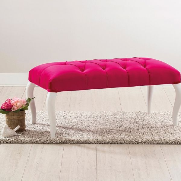 Čalúnený taburet rosie - ružová/biela