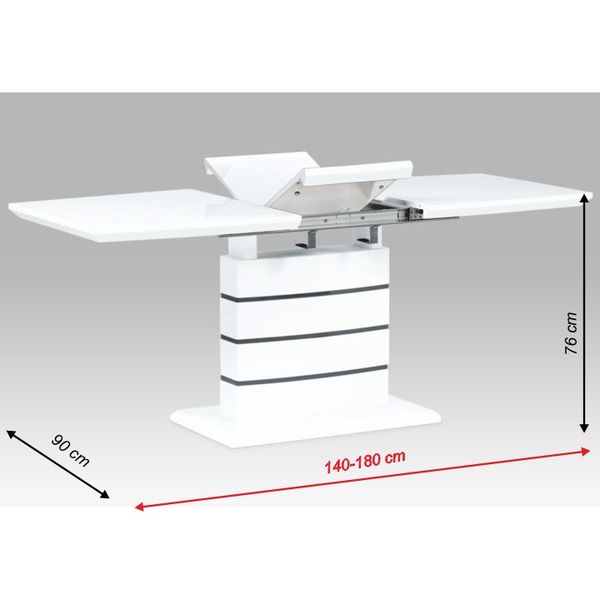 Rozkladací jedálenský stôl Medan - biely vysoký lesk