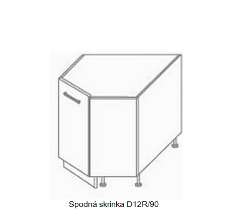 ArtExt Kuchynská linka Quantum Kuchyňa: Rohová spodná skrinka D12R/90 / 90 x 90 cm