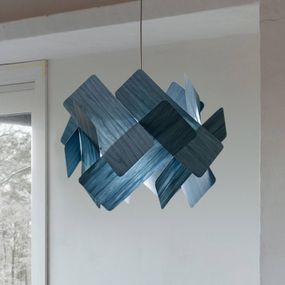 LZF LamPS Escape závesná, kábel čierna Ø 30 cm modrá, Obývacia izba / jedáleň, drevená dyha, kov, E27, 14W, K: 30cm