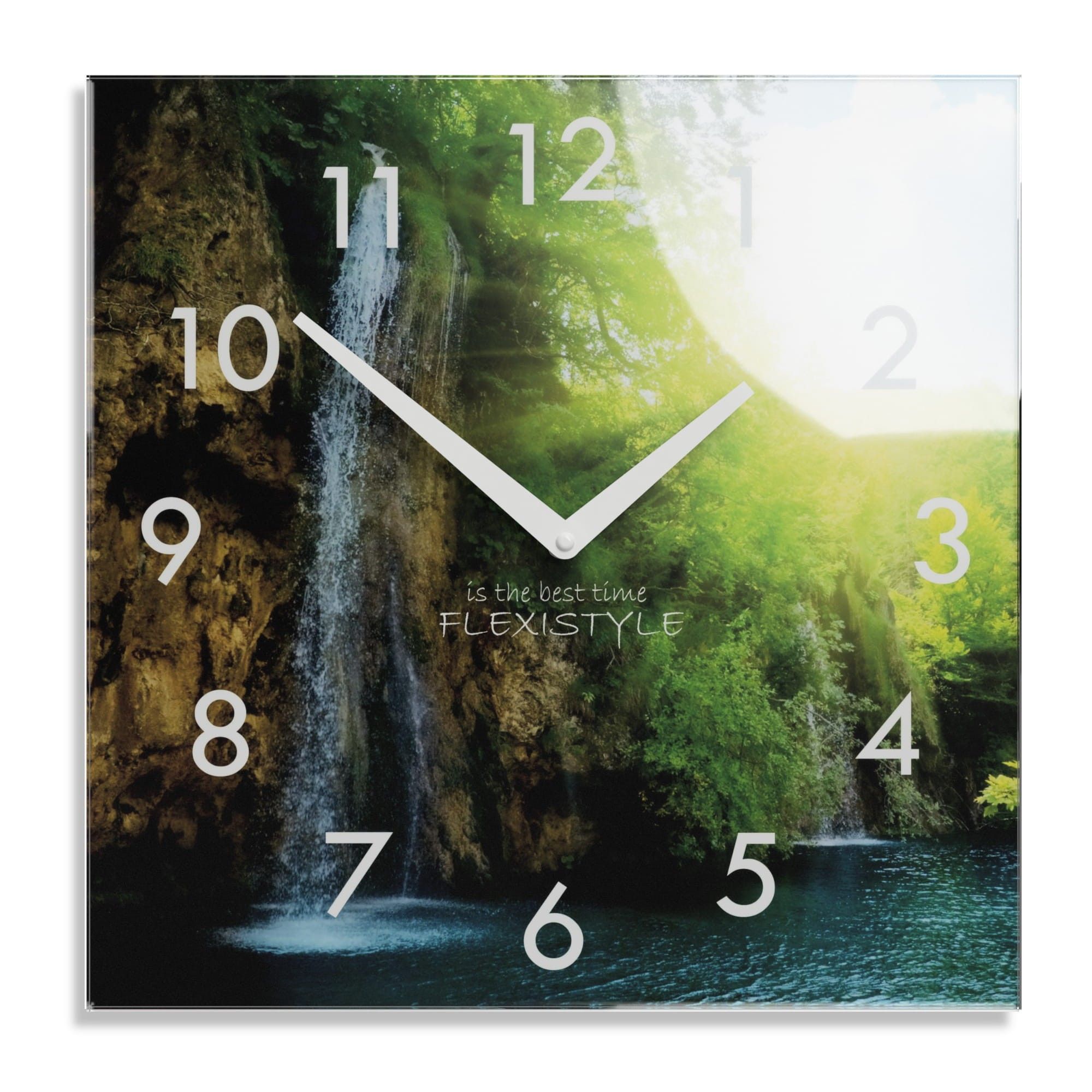 DomTextilu Dekoračné sklenené hodiny 30 cm s vodopádom 57316